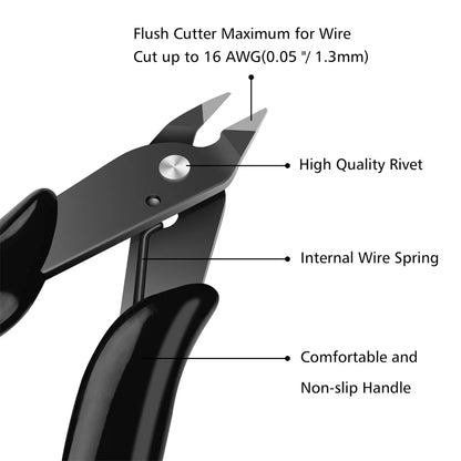 2-Pack Mini Flush Cutting Pliers – Precision Diagonal Wire Cutters for Electrical & Metal Work, Left-Handed