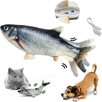 USB Rechargeable Floppy Fish Cat Toy - Interactive Electronic Plush Fish for Cats & Dogs