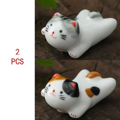 2pcs/Set Chopsticks Pillow Chopstick Rest Home Decoration New Korean Cat Chopsticks Forks Holder Chopsticks Holder Spoon Holder
