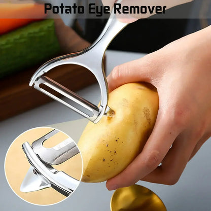 Stainless Steel Vegetable Peeler – Multi-Function Julienne, Serrated & Straight Blades for Potatoes, Carrots & Fruit