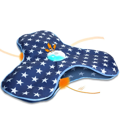 Interactive Hide and Seek Cat Toy – Motion-Activated Squeaky Mouse with Concealed Feather Wand, USB Rechargeable