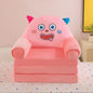 Foldable 3-Layer Plush Kids Sofa Chair Cartoon Baby Seat with Removable Cover
