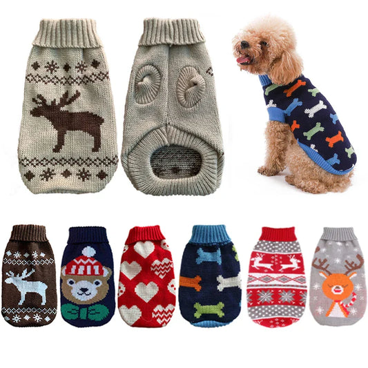 Warm Knitted Pet Sweater – Winter Dog & Cat Coat for Small & Medium Dogs (Chihuahua, Yorkie, French Bulldog)