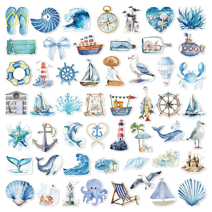10/30/50pcs Cartoon Ocean Journey Graffiti Stickers Stationery DIY Notebook Laptop Suitcase Phone Decoration Sticker Kids Toys
