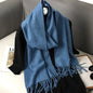 62-Color Winter Cashmere Scarf – Warm Tassel Pashmina Wrap for Women