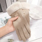 Women's Winter Plush Suede Touchscreen Gloves - Warm Driving & Cycling Mittens