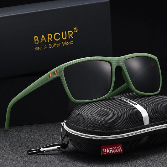 BARCUR Classic Fashionable Men’s Polarized Sports Sunglasses – Durable Lightweight Rectangular Frame UV400 TAC Lenses Comfortable Fit Outdoor Eyewear for Hot Summer Days All Ages and Activities