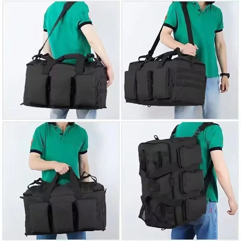 55L Tactical Duffel Backpack – Convertible Weekend Travel, Gym & Camping Bag with MOLLE Webbing