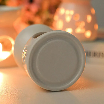 White Ceramic Incense & Oil Burner Hollow Aromatherapy Warmer for Home Decor