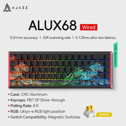 68-Key Hot-Swappable Mechanical Bluetooth & USB Compact Gaming Keyboard with RGB Backlight