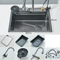 304 Stainless Steel 60 x 45 cm (23.6 x 17.7 in) Single Bowl Kitchen Sink with Waterfall Faucet Set, Soap Dispenser & Filter