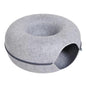 2-in-1 Felt Donut Cat Bed & Tunnel — Foldable Felt Nest with Breather Hole — M 50x50x20 cm (19.7x19.7x7.9 in) / L 60x60x28 cm (23.6x23.6x11.0 in)