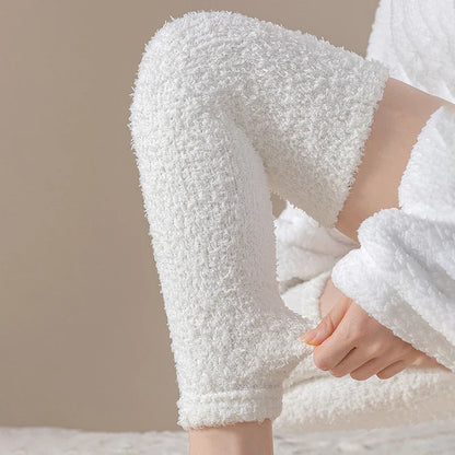 Women's Knee-High Polyester Leg Warmers - Soft Long Solid Color Boot Socks
