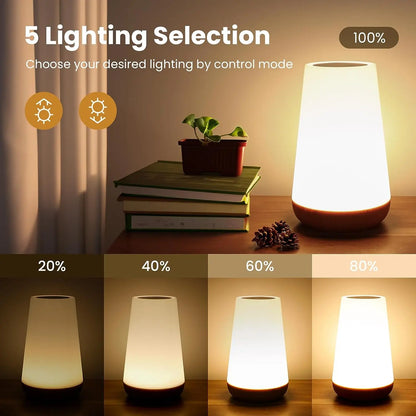 13-Color Touch & Remote RGB Rechargeable Night Light - Dimmable USB Portable Bedside Table Lamp
