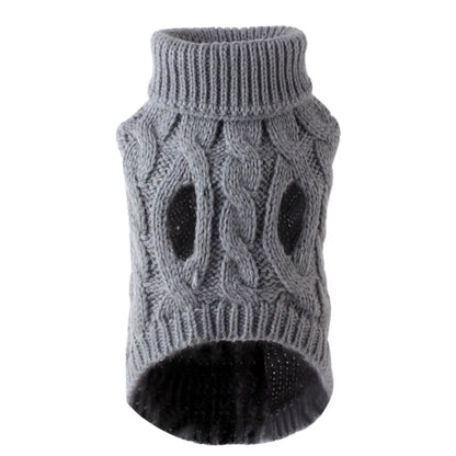 Small Dog Sweater Knit Pullover Warm Autumn Winter Cable Twist Solid Pet Coat