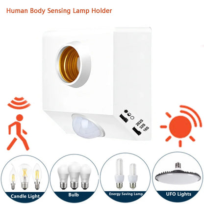AC110-240V LED Automatic Human Body Infrared IR Sensor Lamp Holder LED Bulb Light E27 Base Wall Lamp Holder