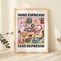 More Espresso Less Depresso Black Cat Wall Print, Coffee Cat Poster, Kitchen Art, Handmade Cat Coffee Poster, Coffee Bar, Unique