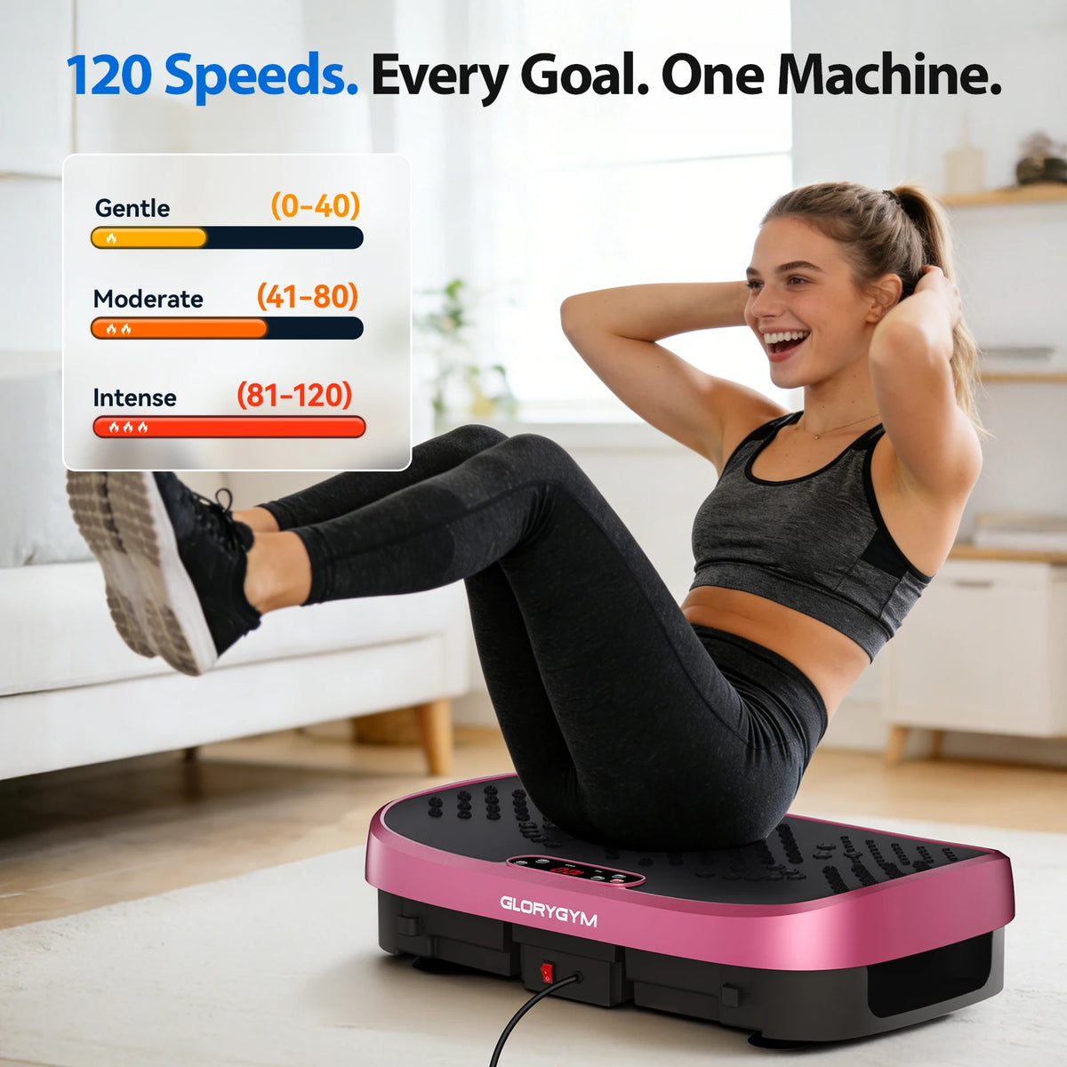 Vibration Plate Exercise Machine – 120 Speed Levels, 330lb Capacity, Whole Body Workout Platform for Home Gym, Fat Burning & Muscle Relaxation, 7 Colors
