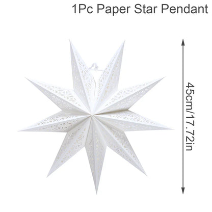 30-75cm Hollow Star Hanging Pendant Eid Mubarak Christmas Ramadan Decoration 2024 Islamic Muslim Party Decor Ramadan Kareem Gift