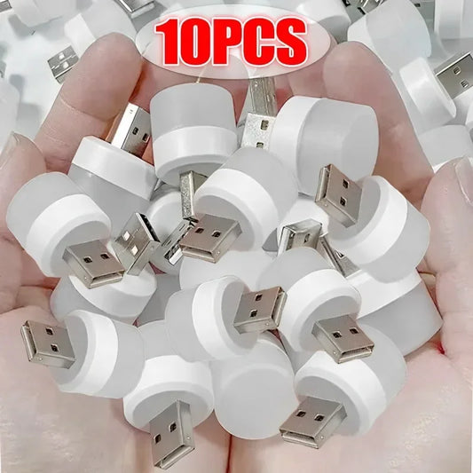 Mini USB LED Night Light - Warm & White Eye-Protection Reading Lamp, Portable USB Plug-In (1/3/5/10 Pack)