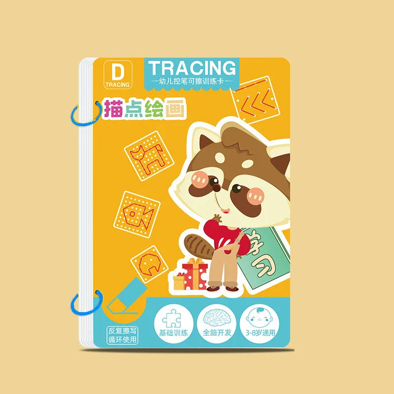 Toddler Pen Control Tracing Workbook Reusable Writing & Drawing Practice Book for Kids Ages 3-14+