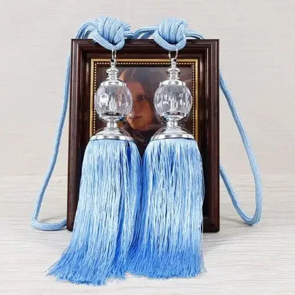 1Pair Tassel Curtain Tieback Crystal Bead Hanging Ball Tie Room Accessories Holder Buckle Rope Bandage Holdback Window Shade
