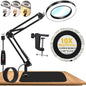 10x LED Magnifying Lamp 4.3-inch (110 mm) Glass Lens, 72-LED Dimmer, Swing Arm with Clamp & Weighted Base — 2-in-1 Desk Light for Crafts, Reading, Jewelry Repair