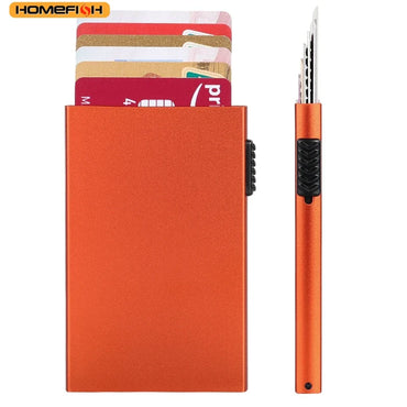 Pop-Up Aluminum Alloy Card Holder - Compact Metal Credit Card & Coin Case, Business Style Unisex