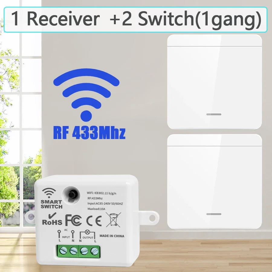 86 Wireless Light Wall Switch RF 433Mhz Remote Control Mini Relay Receiver Smart Lighting Switch For Lamp LED 10A 110V 220V 1pc