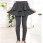 Girls Skirted Leggings - Cotton-Blend Ruffled Cake Skirt Pants for Ages 3–11 (Spring/Autumn)