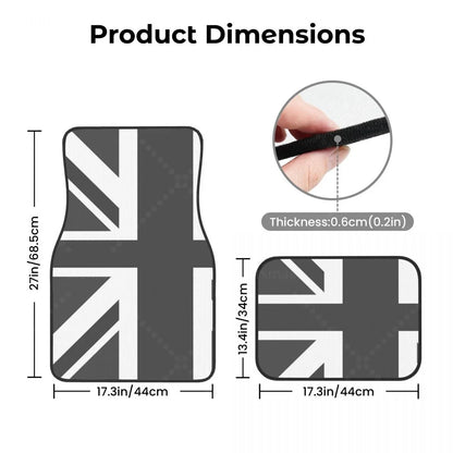 Custom Fit Car Floor Mats Front & Rear Set – Union Jack Flag Design – Non-Slip, Easy Clean
