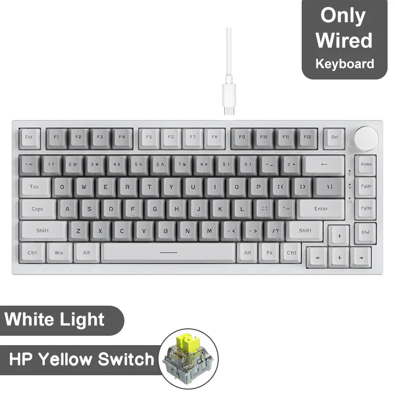 75% Hot-Swappable Mechanical Keyboard — Bluetooth 5.1, 2.4G Wireless & Wired USB-C, PBT Keycaps, RGB, Gasket Mount, Metal Volume Knob