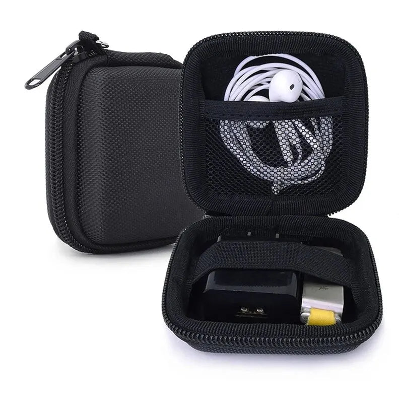 Portable Earphone & Cable Organizer Case — Leather Digital Gadget Storage Pouch