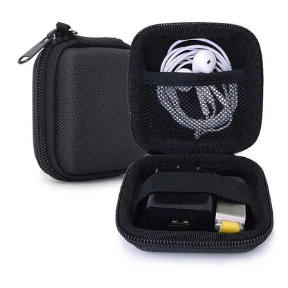 Portable Earphone & Cable Organizer Case — Leather Digital Gadget Storage Pouch
