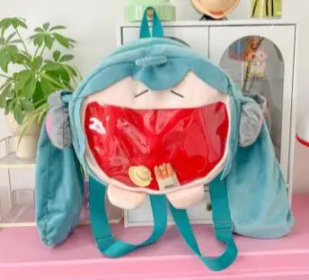 Cute Anime Plush Shoulder Backpack Kawaii Cartoon Knapsack for Kids and Students, Gift Toy