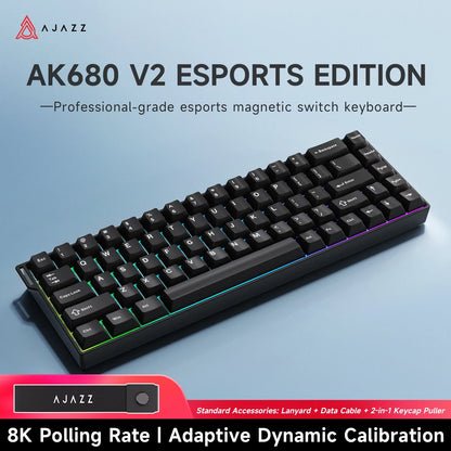 68‑Key 60% Magnetic Switch Mechanical Gaming Keyboard – Hot‑Swappable, 0.01mm Rapid Trigger, RGB Backlight, Wired USB