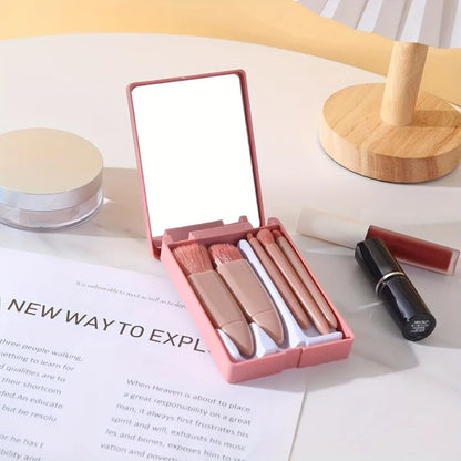 5-Piece Dusty Rose Pink Makeup Brush Set - Soft Synthetic Bristles for Foundation, Blush & Eyeshadow, Gift-Ready Beauty Kit