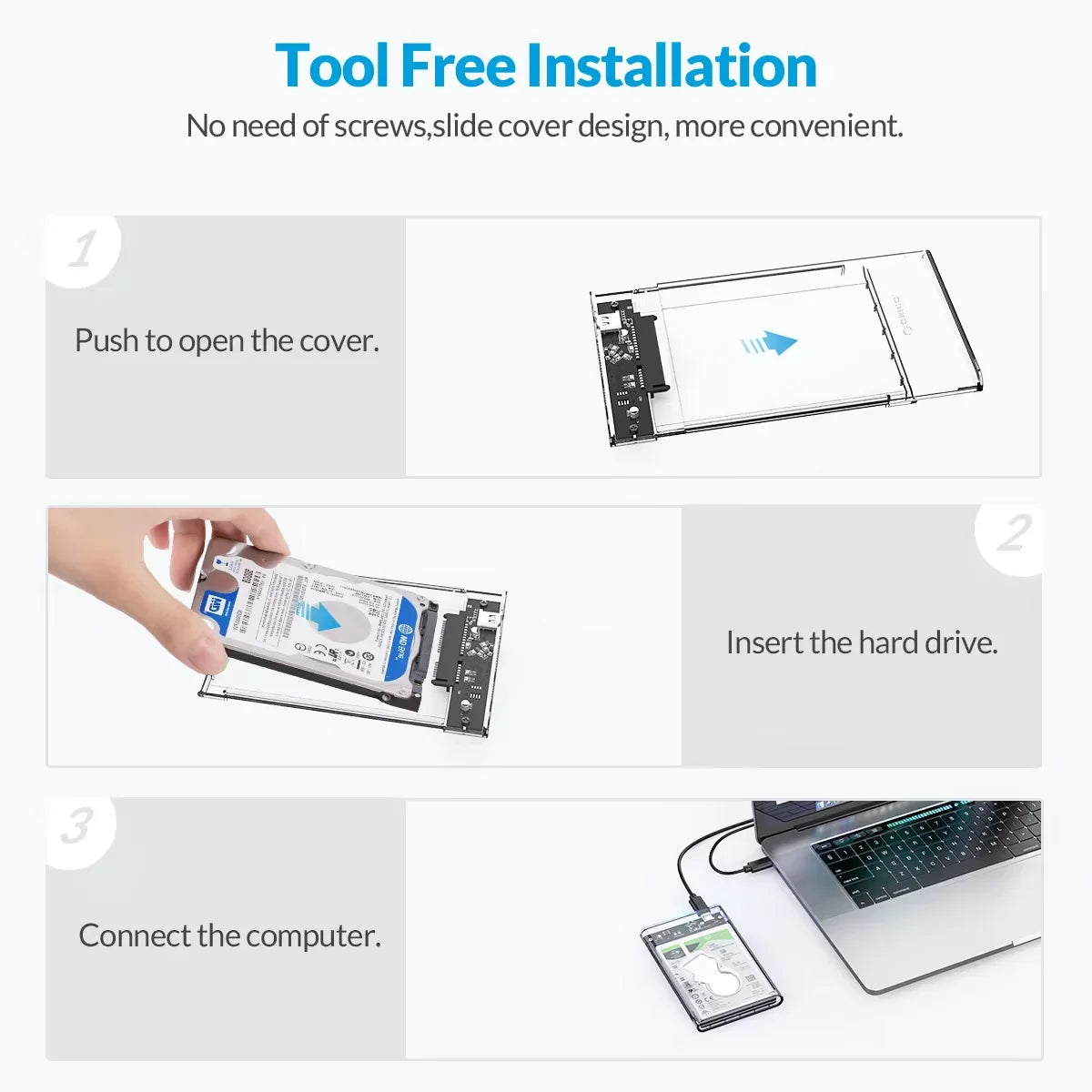 2.5-Inch SATA to USB-C HDD Enclosure — Tool-Free, Up to 6TB, UASP