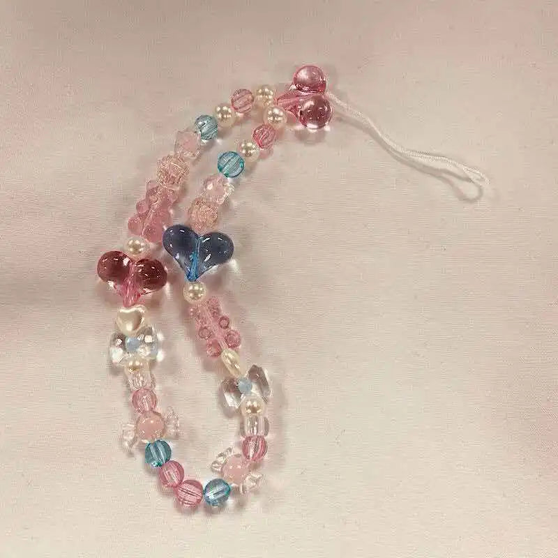 Colorful Macaron Bead Phone Lanyard Wrist Strap - Anti-Lost Short Handheld Mobile Chain for Women