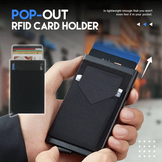 Slim RFID Blocking Credit Card Holder Wallet for Men Anti-Theft Metal Money Card Case