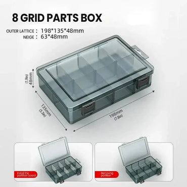 Plastic Parts Storage Box with Adjustable Dividers – Small Parts Organizer for Screws, Bolts, Electronic Components & Drill Bits