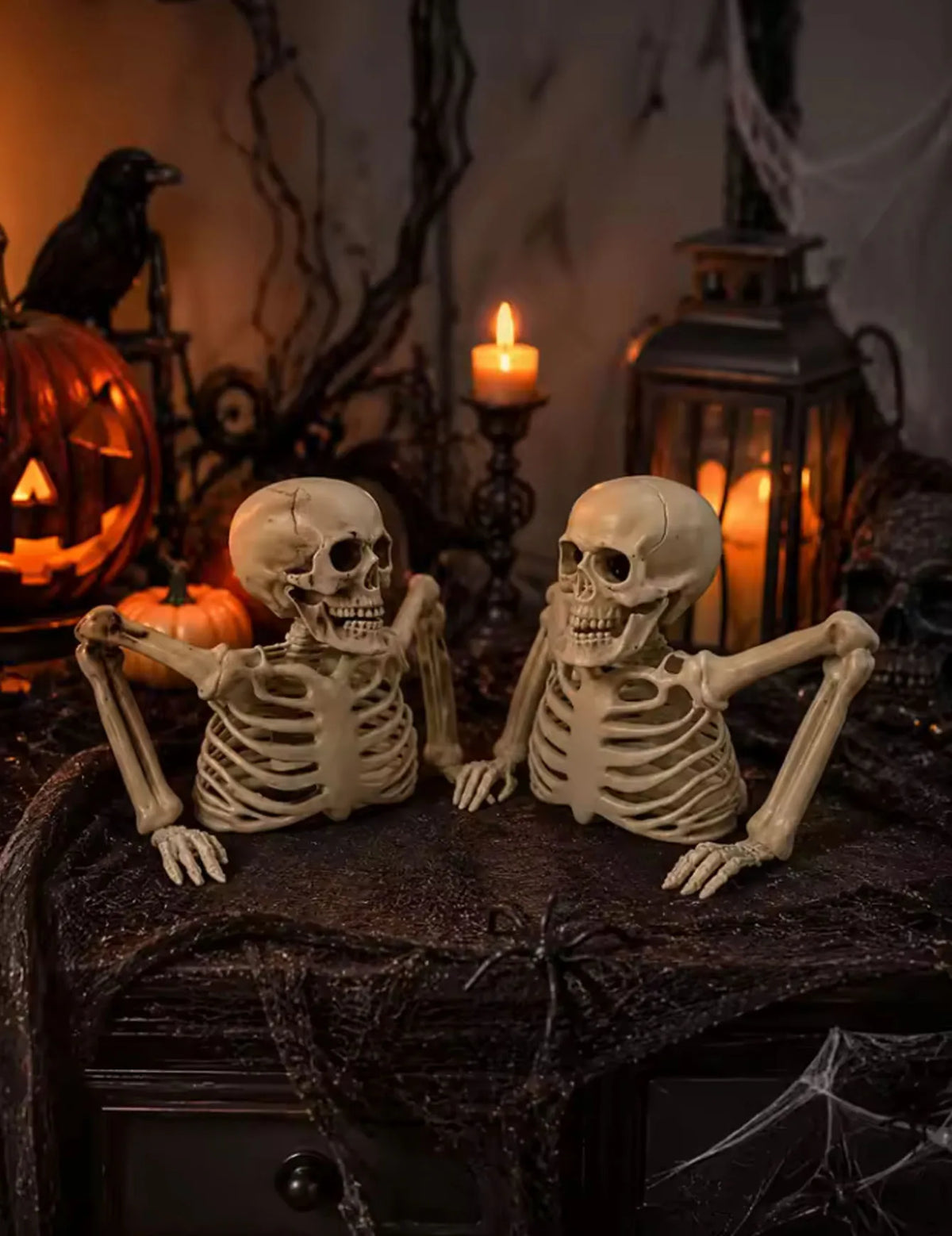 Halloween Half Skeleton Horror Scene Decoration - Indoor & Outdoor Terrifying Prop for Haunted House, Escape Room & Party Ceiling Display - Painted, Primary Colors & 2-Piece Set