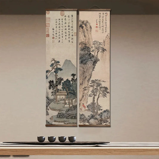 Chinese Traditional Landscape Canvas Scroll – Classic Wall Art