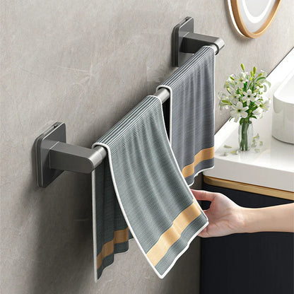 Self-Adhesive Double Towel Bar No-Drill Bathroom Towel Rack White/Gray