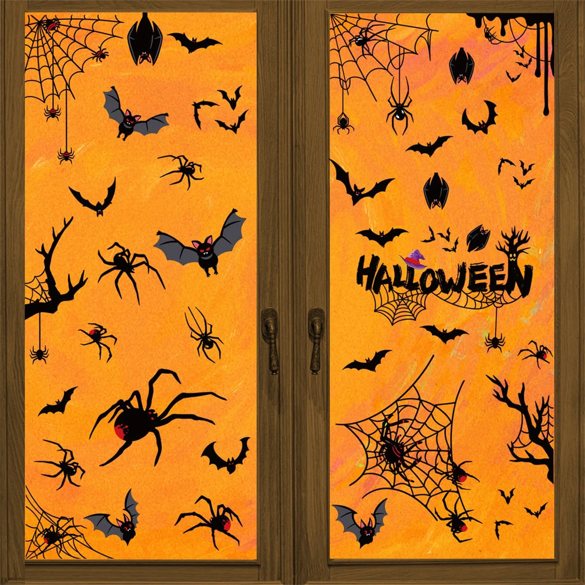 Halloween Window Cling Sticker Set, Skeleton, Witch and Ghost Designs