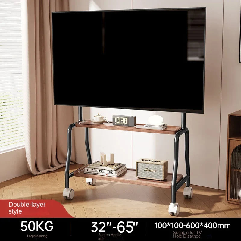 Stainless Steel Rolling Floor Mobile TV Stand for 32-75 Inch LCD LED Screen TVs TV Cart Holds up to 110Lbs Max VESA 600x400mm