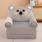 Foldable 3-Layer Plush Kids Sofa Chair Cartoon Baby Seat with Removable Cover