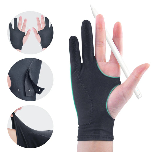 Two-Finger Anti-Fouling Touchscreen Drawing Glove for Tablet and Phone, Anti-Contact Stylus Glove