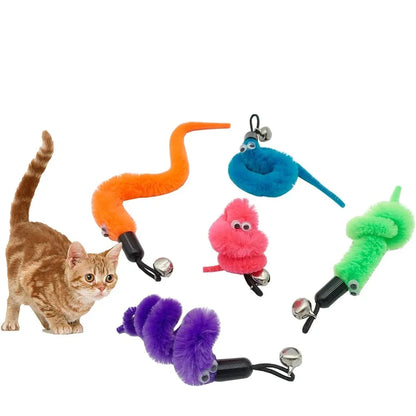 Interactive Cat Wand Worm Refills – Replacement Feather Worm Toy Attachments for Cat Wand