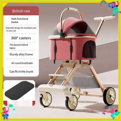 Detachable Pet & Baby Stroller - Portable One-Click Fold, Lightweight Universal Travel Stroller